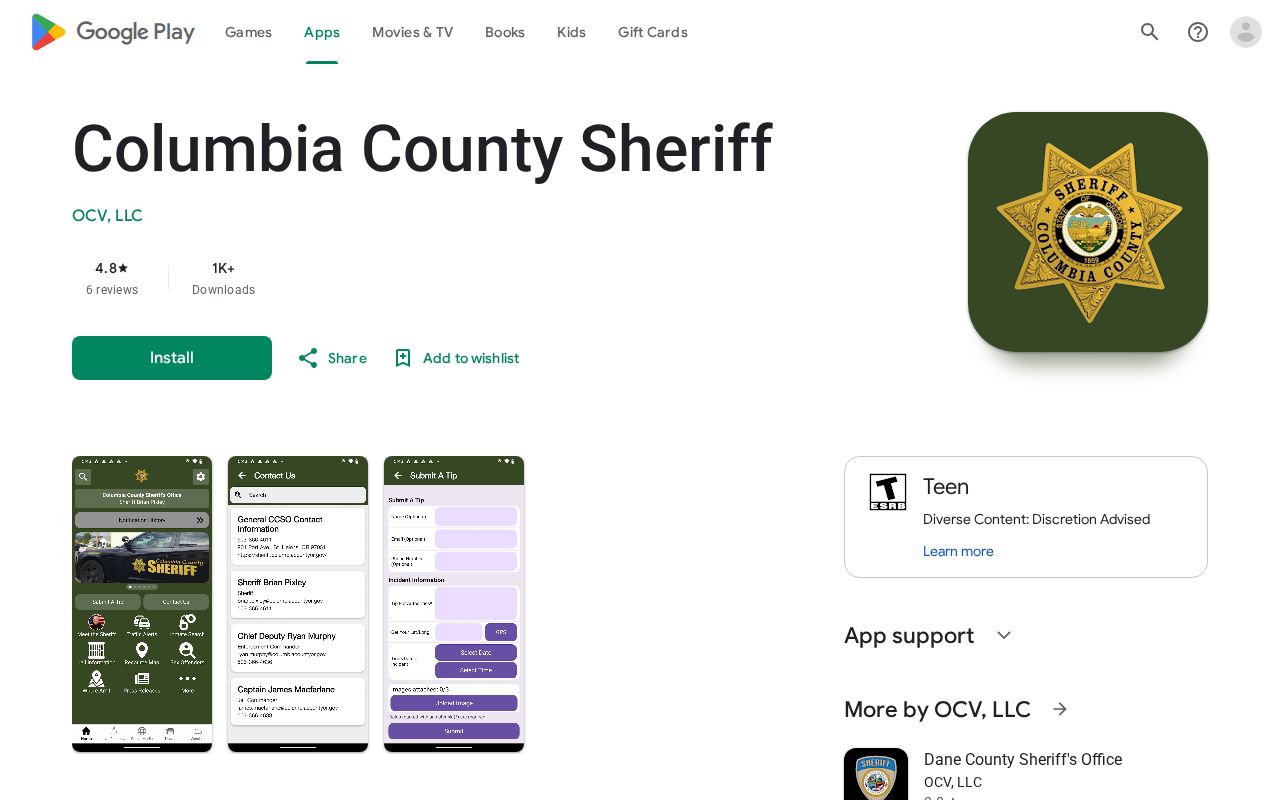 Official Columbia County Sheriff app description