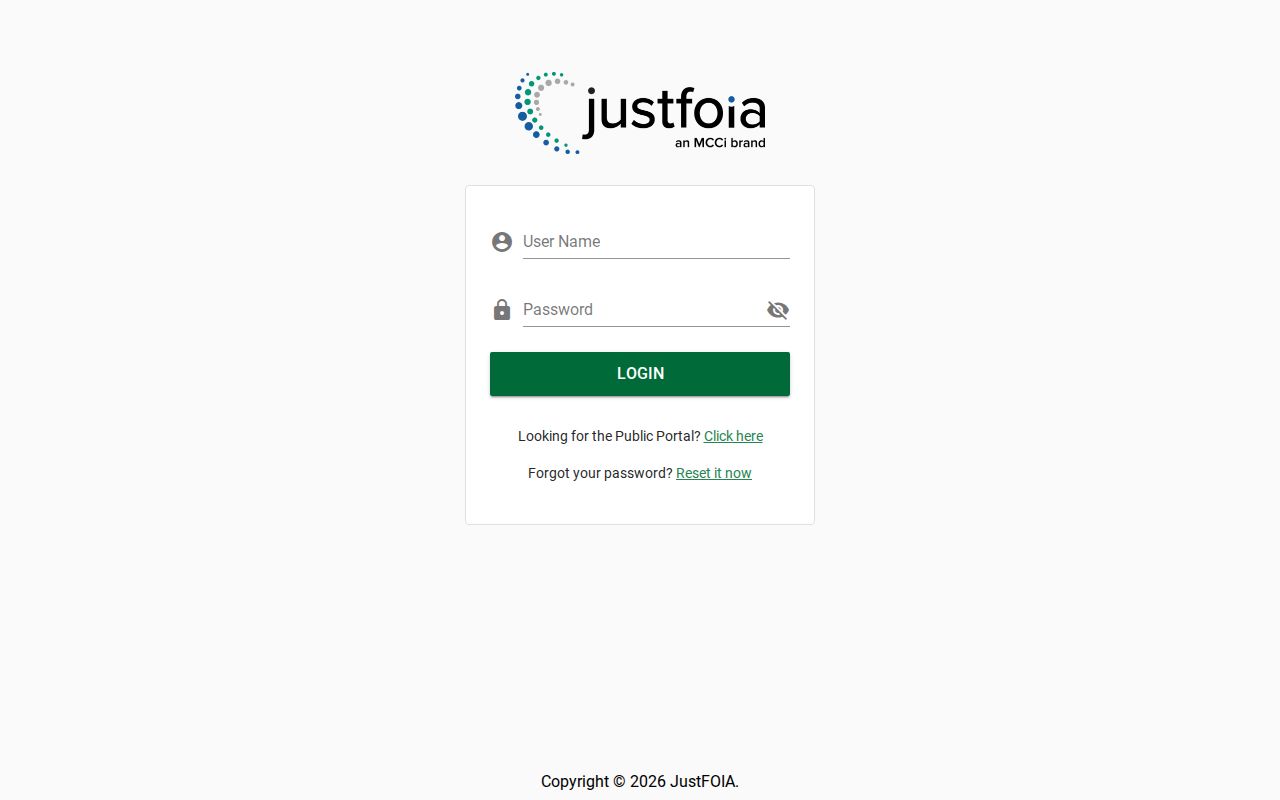 Lake City JustFOIA public records request interface